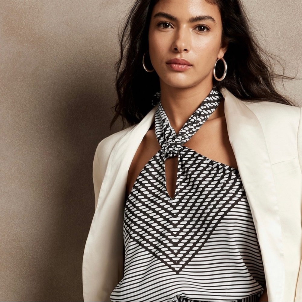 Black and White Patterned Halter Top